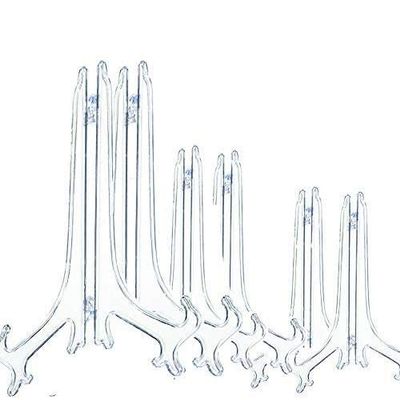 BoBofly 15 Pack 4 Inch/ 5 Inch/ 6 Inch Plastic Easel Plate Stands Holders Picture Frame Easel(Clear)