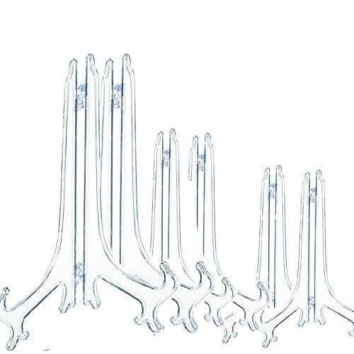 BoBofly 15 Pack 4 Inch/ 5 Inch/ 6 Inch Plastic Easel Plate Stands Holders Picture Frame Easel(Clear)