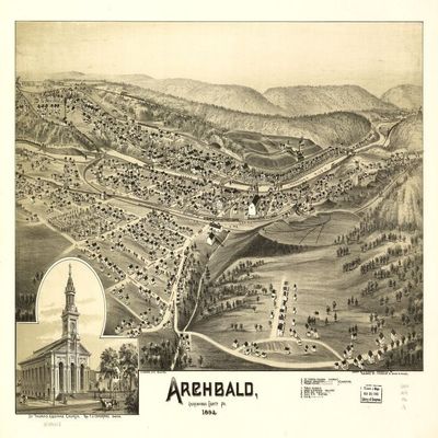 16" x 24" 1892 Map of Archbald, Lackawanna County Pennsylvania