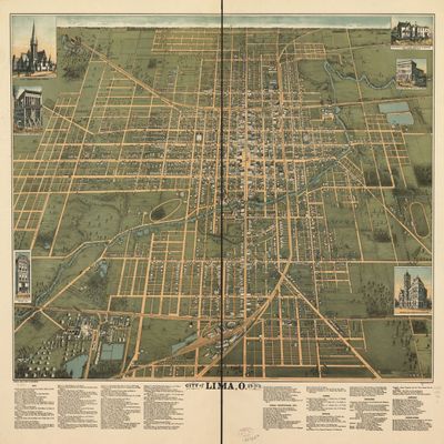 18" x 24" 1892 Map of City of Lima Ohio