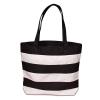 Black and White Striped Canvas Tote Bags | Length - 16 3/4" view 1