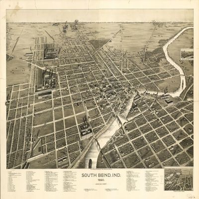 16" x 24" 1890 Map of South Bend Indiana
