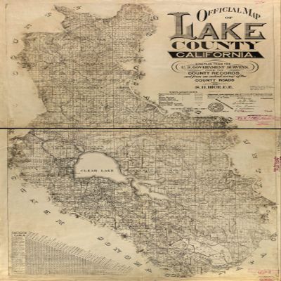 14" x 24" 1892 Official Map of Lake County California Compiled from The U.S Government Surveys from The County Records & from an Actual Survey of The County Roads