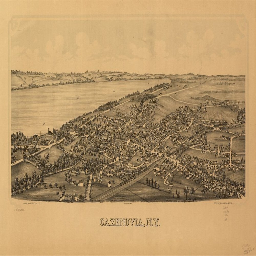 14" x 24" 1890 Map of Cazenovia New York