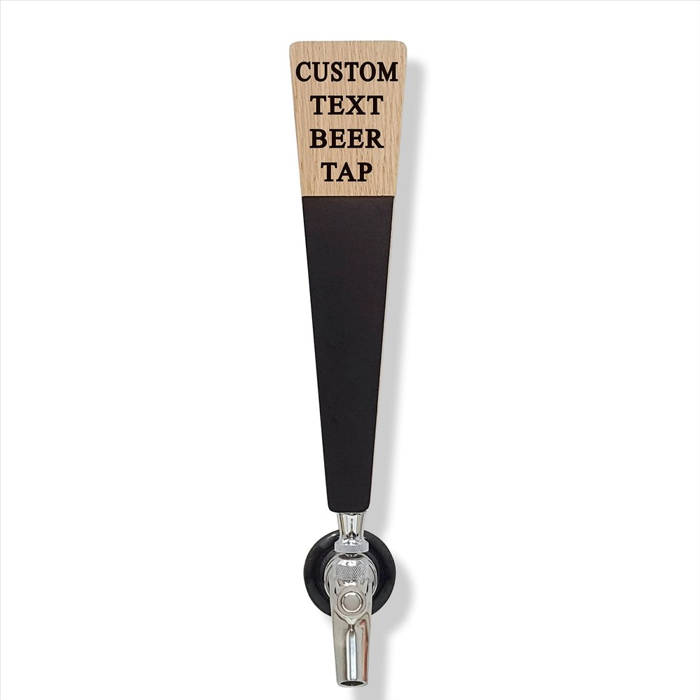Custom Personalized Beer Tap Handle Oak with Chalkboard Marker Board. Laser Engraved Personalized Text. Great for Tap Rooms, Bars, Breweries and Home Kegerators.