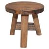 vidaXL Compact Round Solid Mahogany Wood Stool on Brown view 1