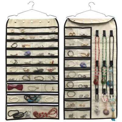 BB Brotrade Hanging Jewelry Organizer,Accessories Organizer,56 Pocket Organizer for Holding Jewelries (Beige-56 Pockets)