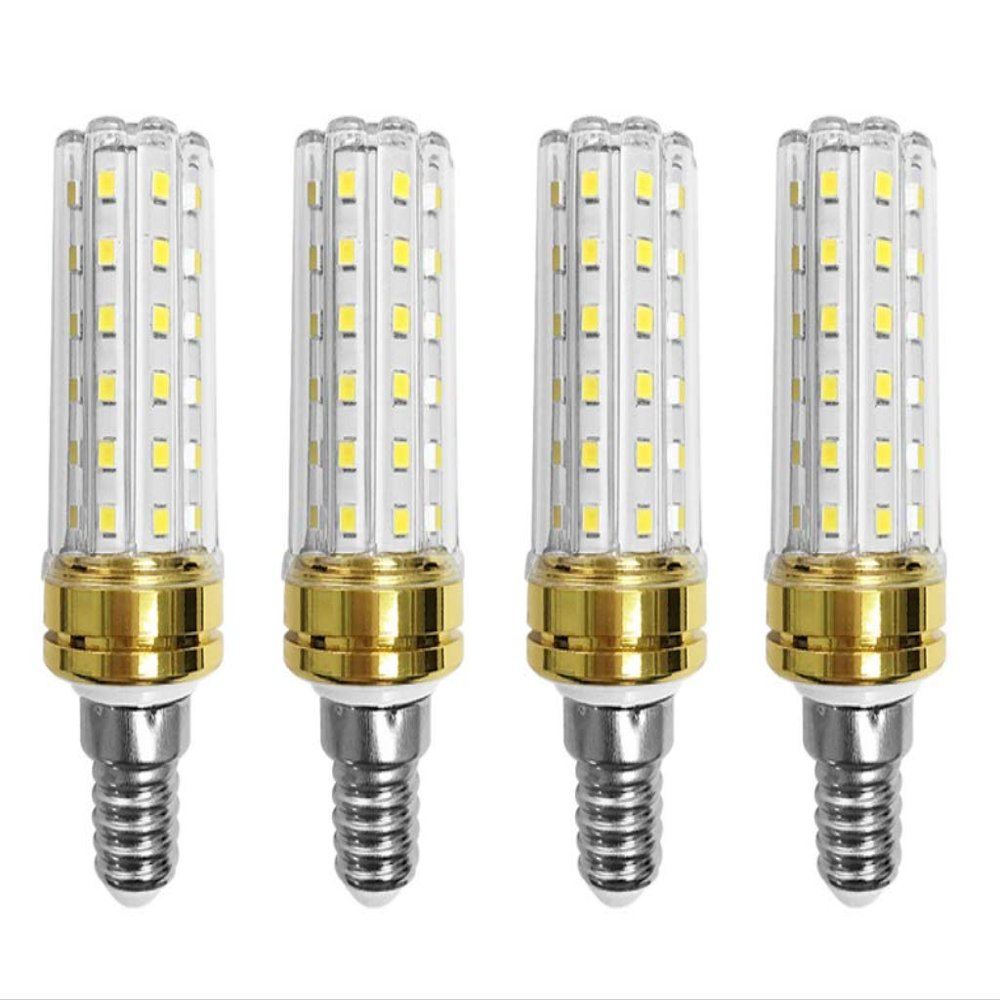 K JINGKELAI E14 LED Corn Bulbs 12W LED Candelabra Light Bulbs 100W Incandescent Bulbs Equivalent 12W LED Candle Bulbs,Daylight White 6000K,E14 Small Base,Non-Dimmable,Pack of 4