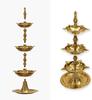 SATVIK 2Pc Standing Brass Kerala Samai Diwali Deepak for Puja Traditional Panchmahal Pooja Deepam Diya Oil Lamp Kutthu Vilakku Dia 3 in 1 Step Adjustable 8.5 inch Deepawali Indian Gift Item view 3