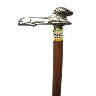 Extreme Quality Antique Wooden Foldable Walking Stick/Walking Cane with Antique Brass Designer Lion Handle/Stick Length 92 cm/by INAM HANDICRAFTS