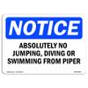 OSHA Notice Signs - Absolutely No Jumping, Diving Or Swimming | Choose from: Aluminum, Rigid Plastic or Vinyl Label Decal | Protect Your Business, Work Site, Warehouse | Made in The USA view 1
