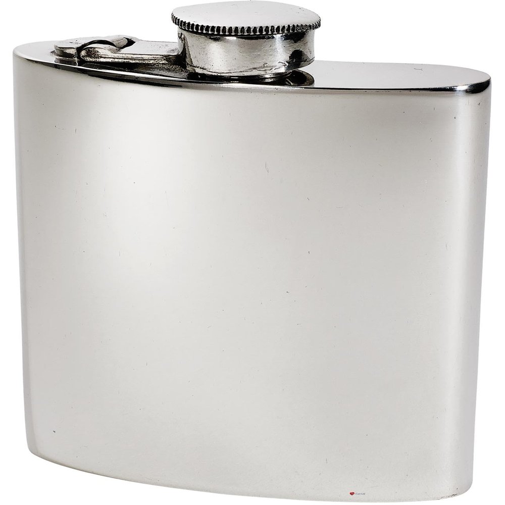 6oz Pewter Captive Top Hip Flask Kidney Shaped in Plain Bright Polished Finish Screw Top Perfect for Engraving Hip Flasks for Men Personalised