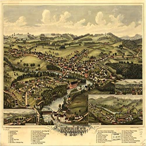 16" x 24" 1889 Map of Henniker New Hampshire