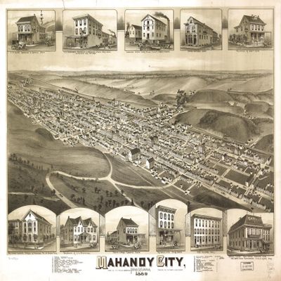 18" x 24" 1889 Map of Mahanoy City Pennsylvania