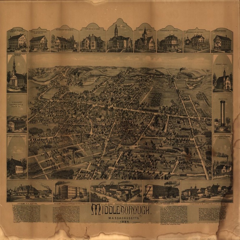 18" x 24" 1889 Map of Middleborough Massachusetts