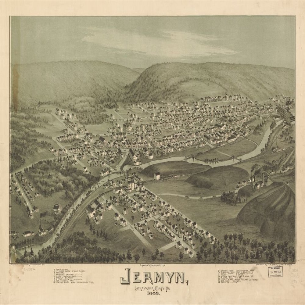 18" x 24" 1889 Map of Jermyn Lackawanna County Pennsylvania