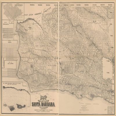 16" x 24" 1889 Map of The County of Santa Barbara California