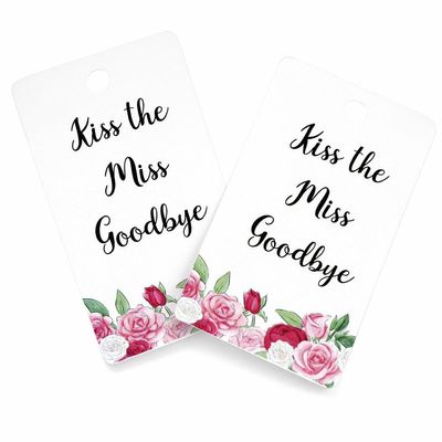 Bridal Shower Favor Tags - Kiss The Miss Goodbye (Set of 40) (Roses)