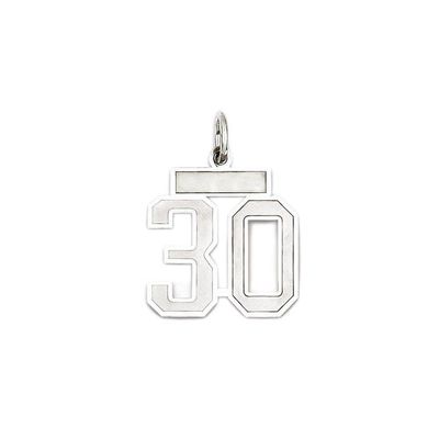 BillyTheTree Jewelry Sterling Silver Small Satin Number 30 Charm