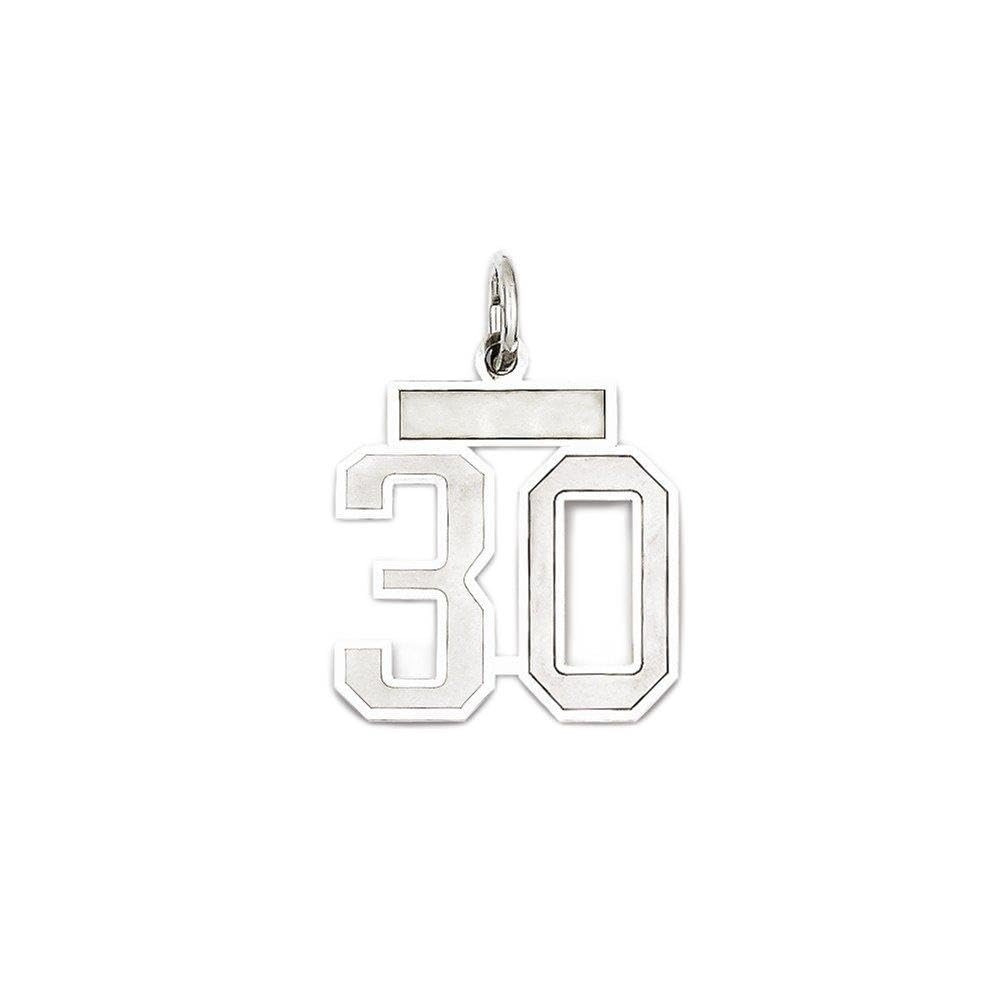 BillyTheTree Jewelry Sterling Silver Small Satin Number 30 Charm