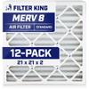 Filter King 21x21x2 Air Filter | 12-PACK | MERV 8 HVAC Pleated A/C Furnace Filters | MADE IN USA | Actual Size: 21 x 21 x 1.75" view 1