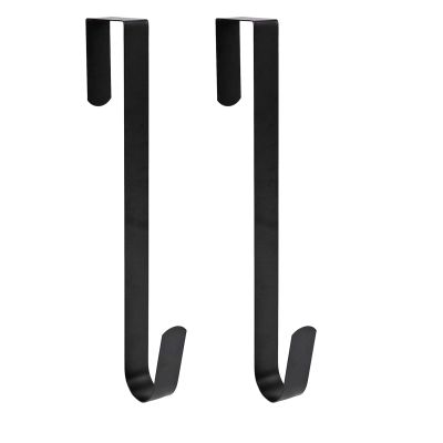 Sattiyrch 15" Wreath Hanger for Front Door,Sturdy Steel Wreath Door Hanger,Over The Door Hanger Hook (Black,2)