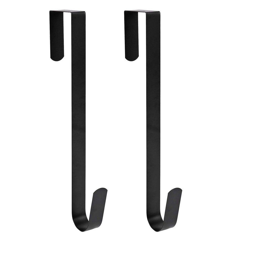 Sattiyrch 15" Wreath Hanger for Front Door,Sturdy Steel Wreath Door Hanger,Over The Door Hanger Hook (Black,2)