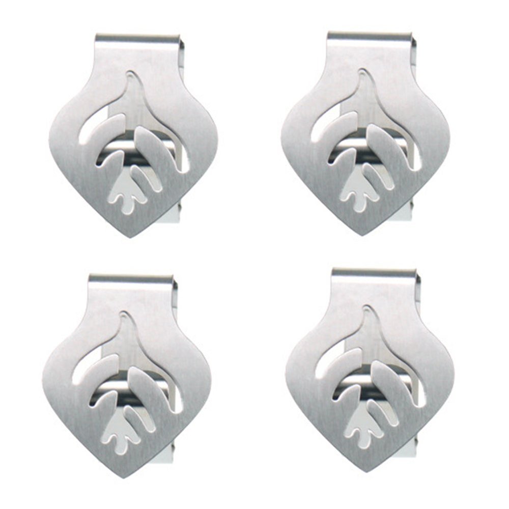 Tablecloth Clips 4Pcs Decorative Stainless Steel Tablecloth Clips,Leaf Sun Design,Tablecloth Clamp Holder, Table Cover Clamps Table Cloth Holders for Home Picnic BBQ Wedding(Leaf)