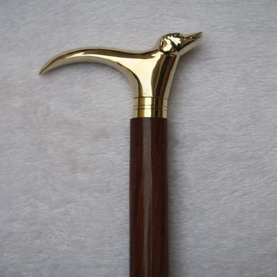 Antique Wooden Foldable Walking Stick/Walking Cane with Antique Brass Designer Dog Handle/Stick Length 92 cm/by INAM HANDICRAFTS