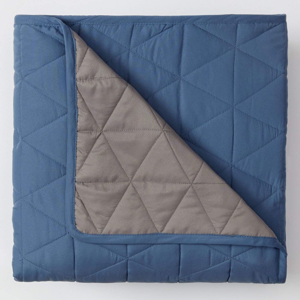 BrylaneHome Bedding BH Studio Reversible Two-Tone Ultra Soft Quilted Bedspread - King, Blue Smoke Dark Gray