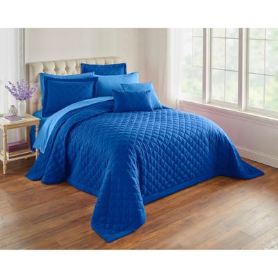 BrylaneHome Bedding BH Studio Reversible Two-Tone Ultra Soft Quilted Bedspread - Full, Ocean Blue Marine Blue