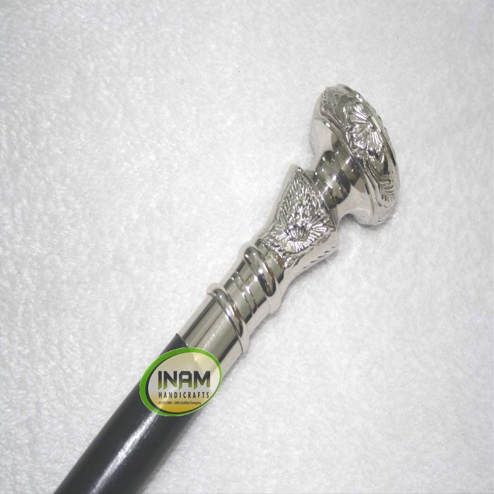 INAM Extreme Quality Antique Wooden Foldable Walking Stick/Walking Cane with Designer Brass Knob Handle/Stick Length 92 cm HANDICRAFTS