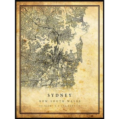Sydney map Vintage Style Poster Print | Old City Artwork Prints | Antique Style Home Decor | New South Wales Wall Art Gift | Antique map Decor 18x24