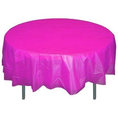 12 Pack Premium Disposable Plastic Tablecloth 84 Inch. Round Table Cover by OOki (Fuchsia)