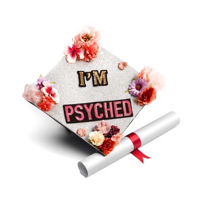 GRADWYSE Silver Glitter Graduation Cap Topper with Flowers, Class of 2025, I'm Psyched