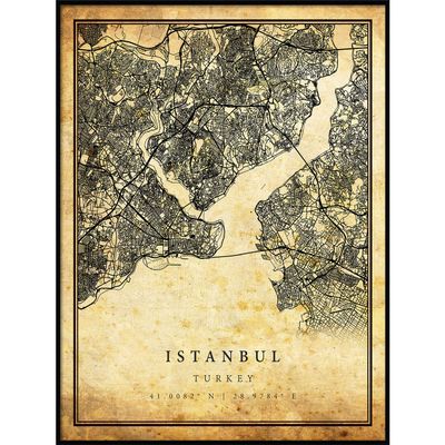 Istanbul map Vintage Style Poster Print | Old City Artwork Prints | Antique Style Home Decor | Turkey Wall Art Gift | Historical map Print 16x20