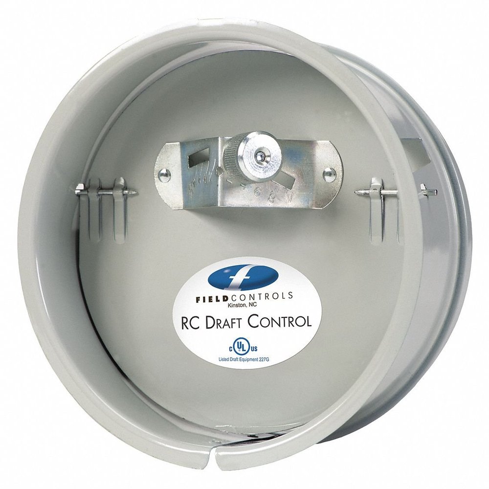 Field Controls 2-3/4" x 7-5/8" x 7-5/8" Galvanized Steel Barometric Draft Control, Silver