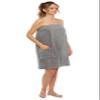 Arus Women's Bathrobe GOTS Certified Organic 100% Turkish Terry Cotton Robe Adjustable Closure Bath Wrap Gray, Small view 1