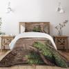 Ambesonne Antlers Bedspread, Evergreen Branch Deer Antler Against Rustic Wooden Background Print, Decorative Quilted 2 Piece Coverlet Set with Pillow Sham, Twin Size, Fern Green view 1
