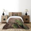 Ambesonne Antlers Bedspread, Evergreen Branch Deer Antler Against Rustic Wooden Background Print, Decorative Quilted 2 Piece Coverlet Set with Pillow Sham, Twin Size, Fern Green view 2