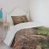 Ambesonne Antlers Bedspread, Evergreen Branch Deer Antler Against Rustic Wooden Background Print, Decorative Quilted 2 Piece Coverlet Set with Pillow Sham, Twin Size, Fern Green view 4