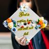 GRADWYSE Silver Glitter Graduation Cap Topper with Flowers, Graduation Cap Decorations, Class of 2025 Grad Cap Topper, God Is Within Her She Will Not Fall view 2