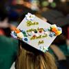 GRADWYSE Silver Glitter Graduation Cap Topper with Flowers, Graduation Cap Decorations, Class of 2025 Grad Cap Topper, God Is Within Her She Will Not Fall view 4