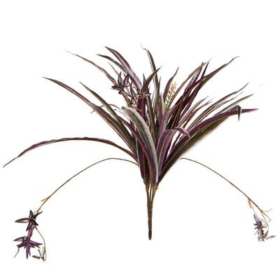 Factory Direct Craft Green and Purple Artificial Spider Plant Bush - Fake Houseplant for Long Lasting Everyday Home Decor (19 Inches)