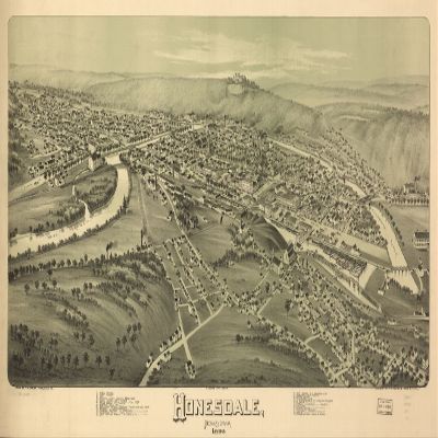 14" x 24" 1890 Map of Honesdale Pennsylvania