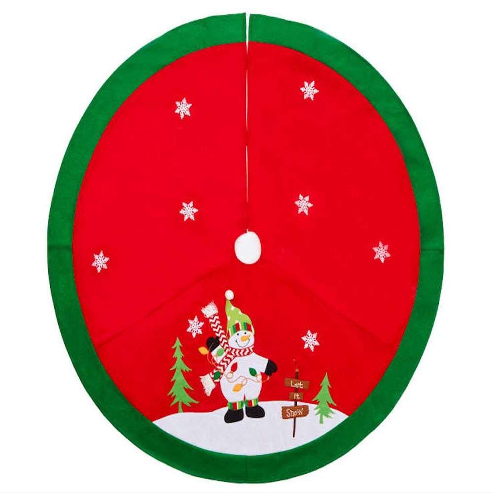 48" Felt Snowman and Lights Christmas Holiday Tree Skirt