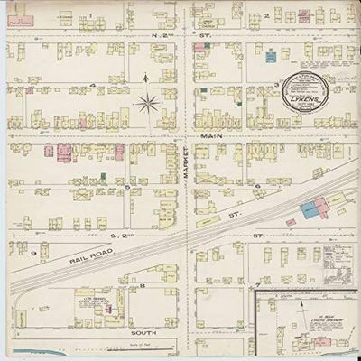 20" x 24" 1885 Map of Sanborn Fire Insurance from Lykens Dauphin County Pennsylvania