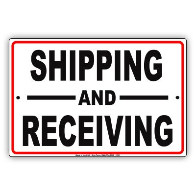 Shipping and Receiving Mail Drop Off Pick Up Dedicated Area Red Border Alert Caution Warning Notice Aluminum Metal Tin 18"x24" Sign Plate