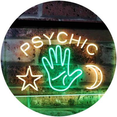 ADVPRO Psychic Reader Star Moon Boutique Bedroom Dcor Dual Color LED Neon Sign Green & Yellow 16" x 12" st6s43-i3088-gy