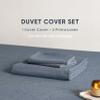 Wake In Cloud - Cotton Duvet Cover Set, King Size, Chambray Denim Blue, 100% Washed Cotton, Linen Like Textured, Breathable Percale Durable Comfy Farmhouse Neutral Bedding Set, 3 Pieces view 2